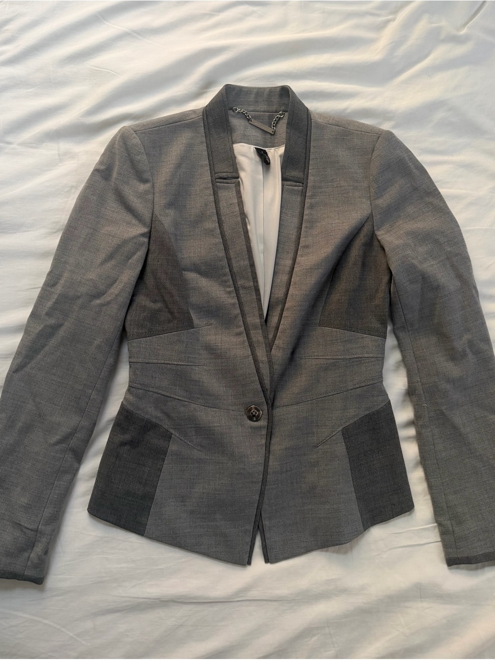 White House Black Market Gray Fitted Single-Button Blazer
